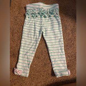 EUC Matilda Jane 18/24 M White & Mint Pantomime Pants with bow detail and ruffle